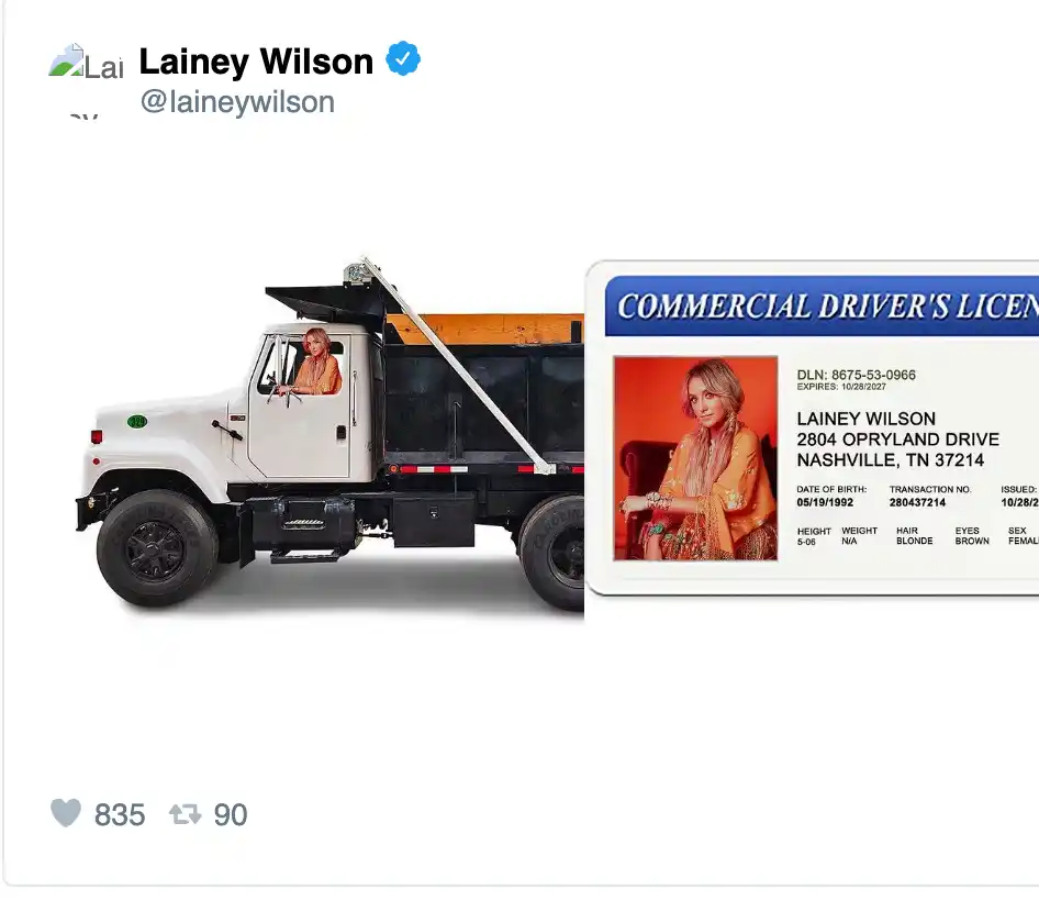 lainey wilson dump truck