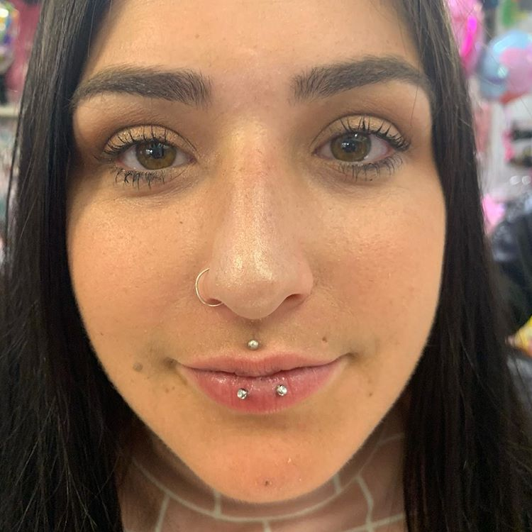 Horizontal Lip Piercing pics